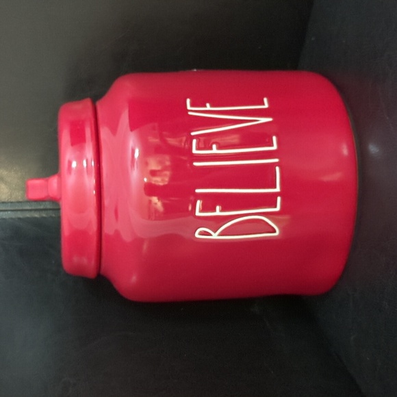 Clearout Make an offer Rae Dunn Christmas Red & White "BELIEVE" Canister - Picture 1 of 4